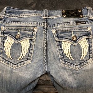 Miss Me leather angel wings bling jeans women s 26